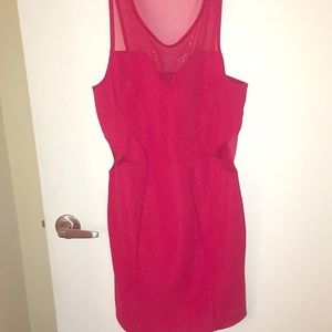 Red body con dress